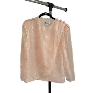 Vintage Patra Sheer Floral Flowy Blouse Pink